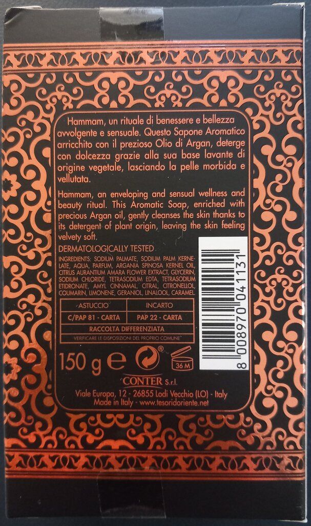 Tesori d`Oriente Hammam Soap Bar Back